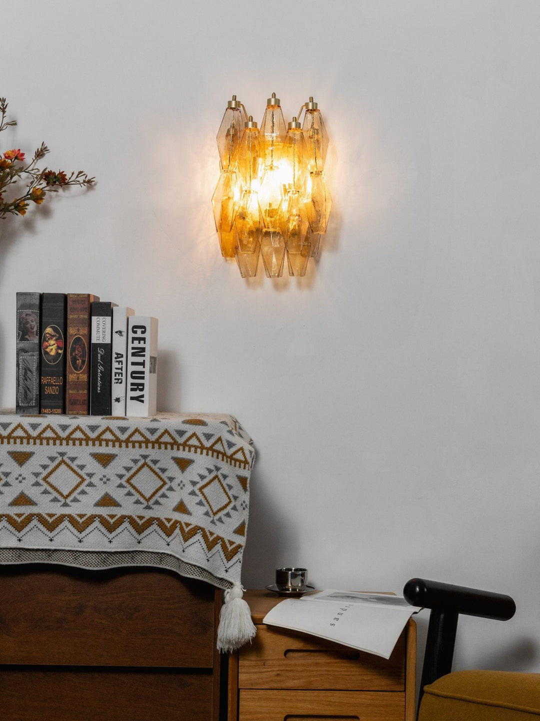 Rhombus Amber Glass Wall Lamp