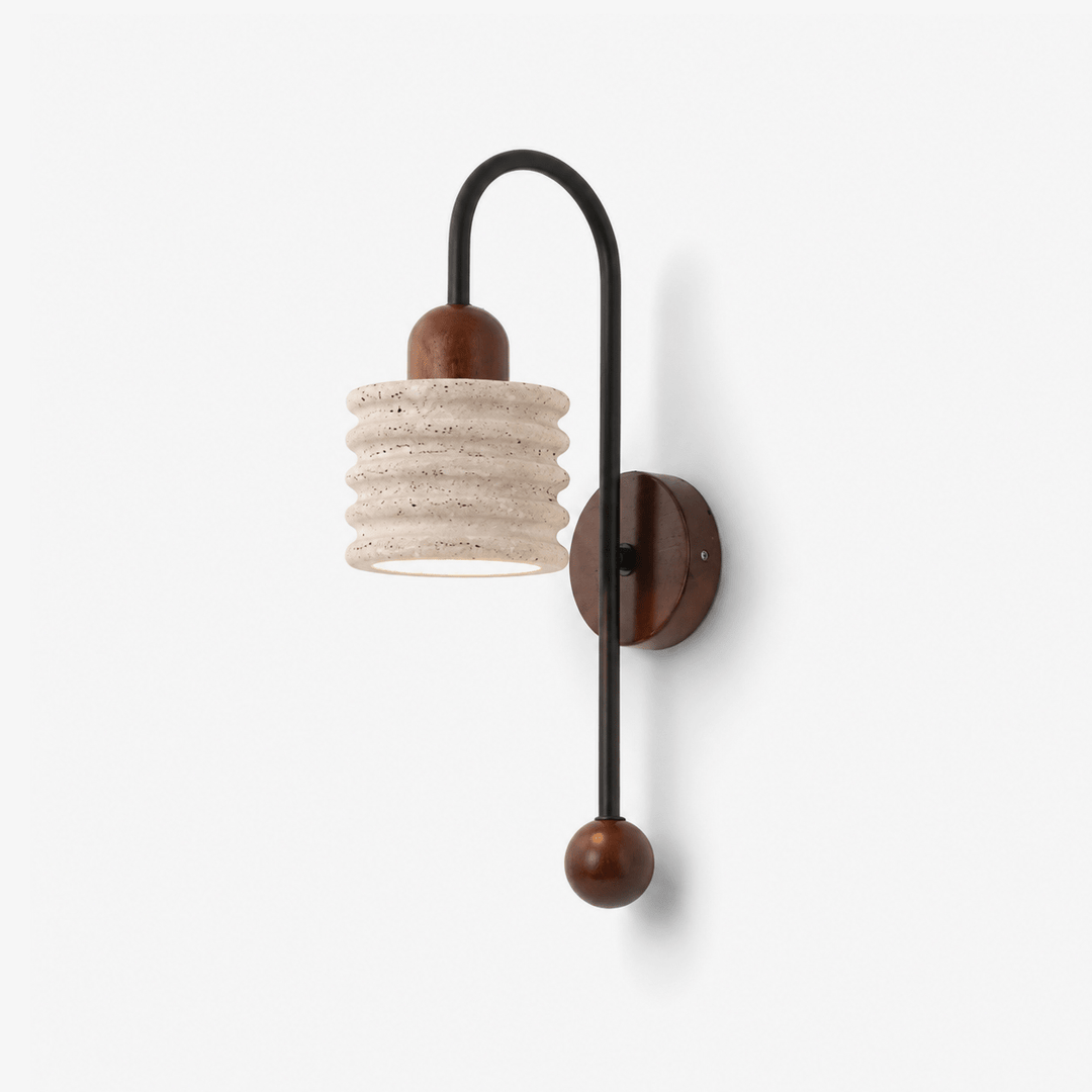 Ribbed Travertine Arc Sconce