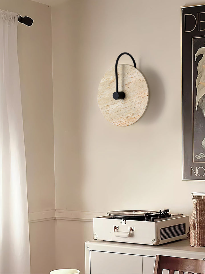 Round Travertine Wall Lamp