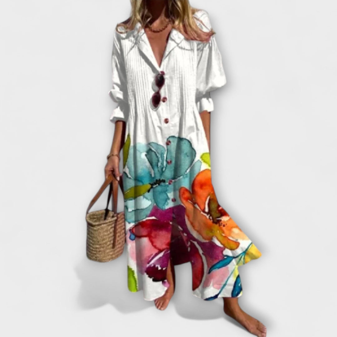 MINIMALISTISCHE VLOEIENDE MAXI-JURK VOOR VROUWEN