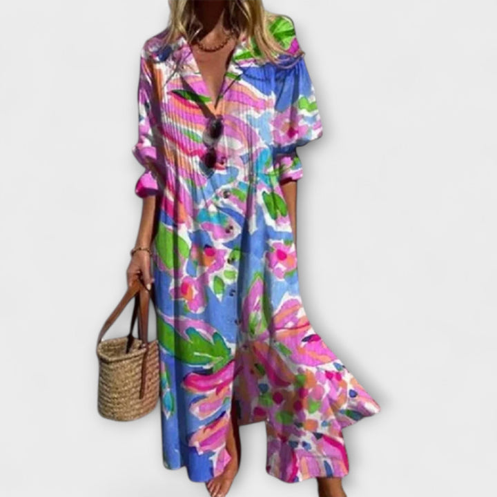 MINIMALISTISCHE VLOEIENDE MAXI-JURK VOOR VROUWEN