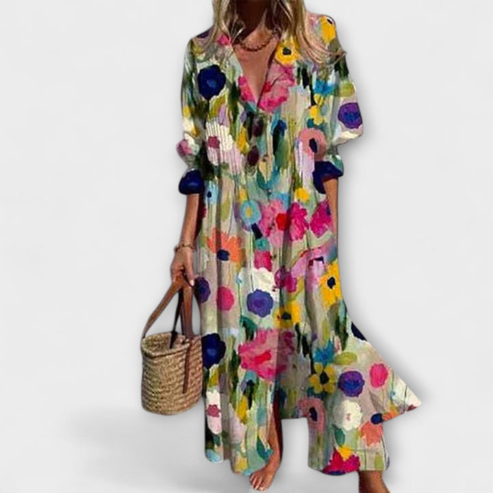 MINIMALISTISCHE VLOEIENDE MAXI-JURK VOOR VROUWEN