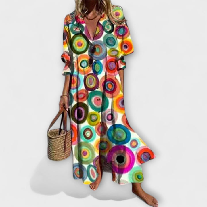 MINIMALISTISCHE VLOEIENDE MAXI-JURK VOOR VROUWEN
