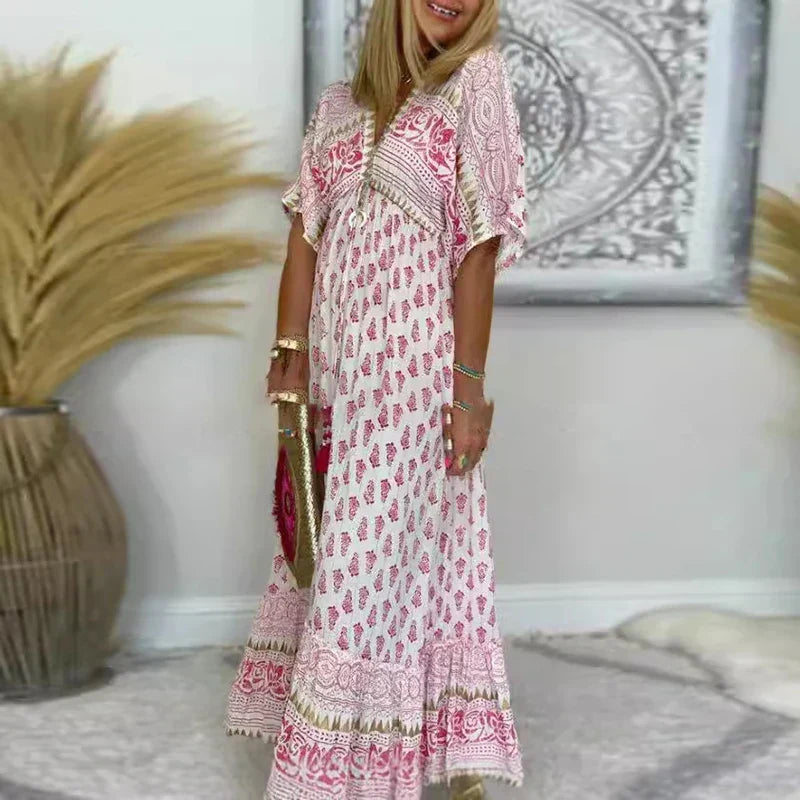 CHIQUE MAXI JURK MET PATROON VOOR VROUWEN