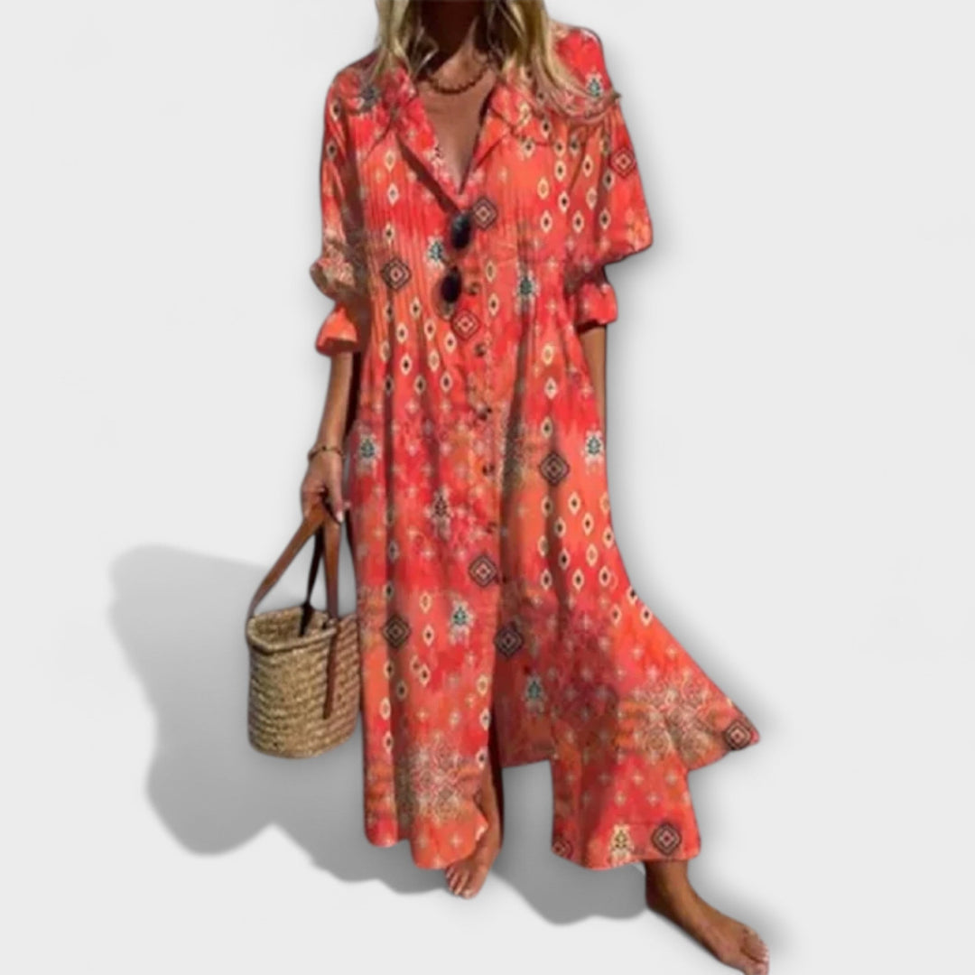 MINIMALISTISCHE VLOEIENDE MAXI-JURK VOOR VROUWEN