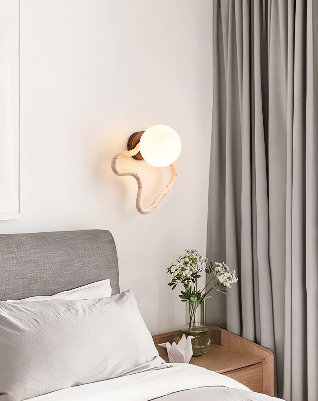 Serpentine Travertine Wall Sconce