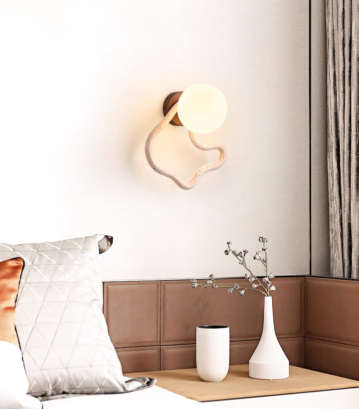 Serpentine Travertine Wall Sconce