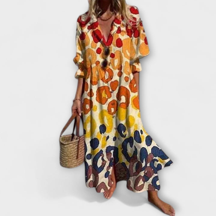 MINIMALISTISCHE VLOEIENDE MAXI-JURK VOOR VROUWEN