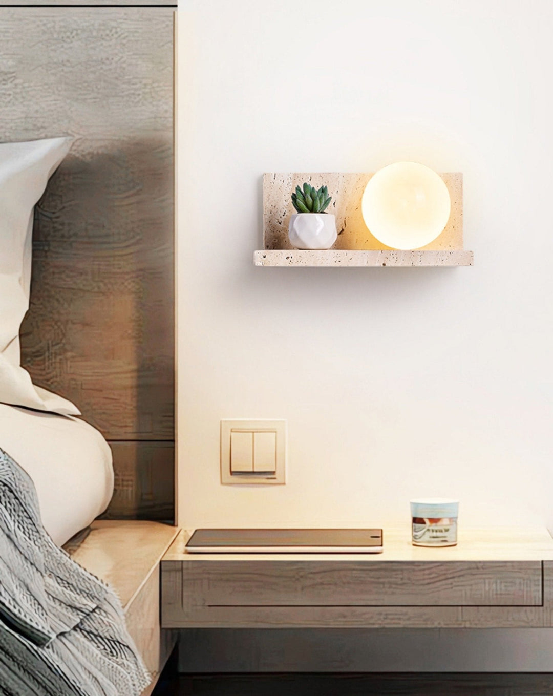 Shelf Travertine Sconce