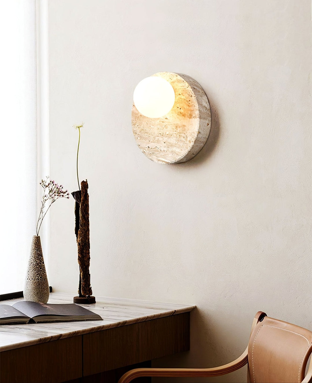Sorella Travertine Sconce