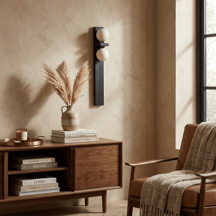 Sorelle Alabaster Double Globe Wall Sconce