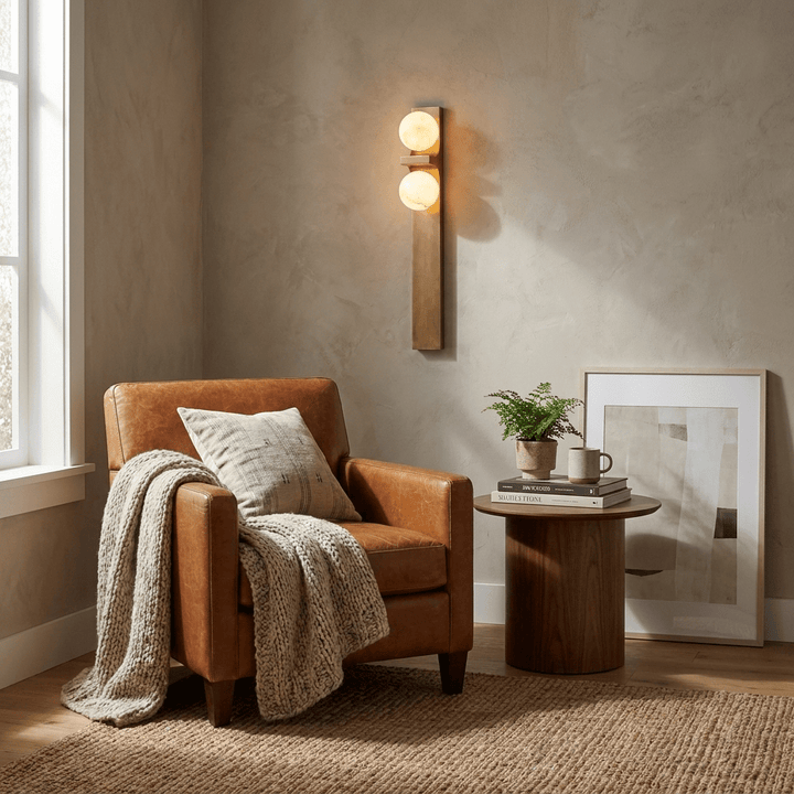Sorelle Alabaster Double Globe Wall Sconce