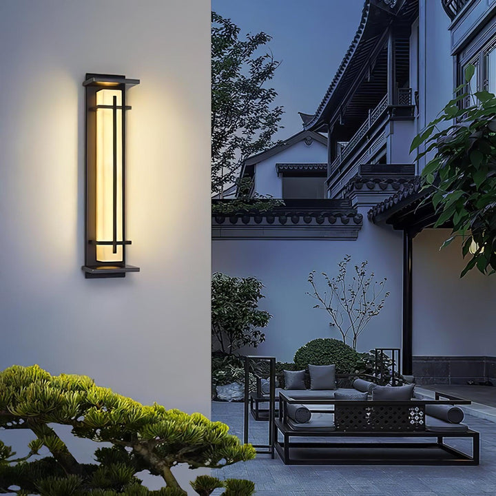 Square Outdoor Alabaster Wall Light