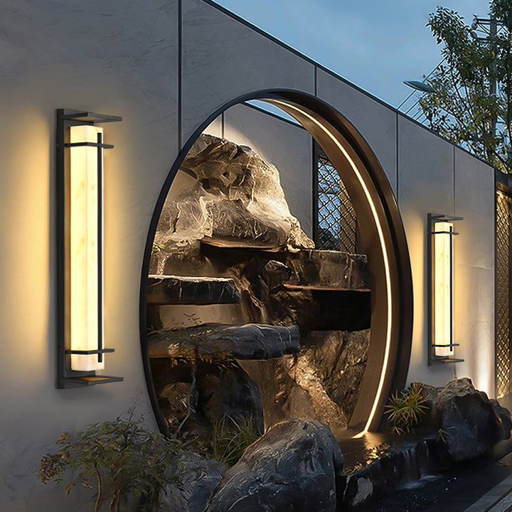 Square Outdoor Alabaster Wall Light