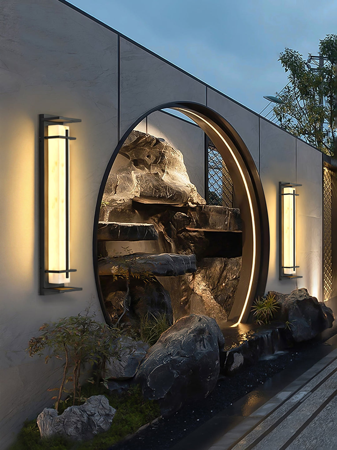 Square Outdoor Alabaster Wall Light
