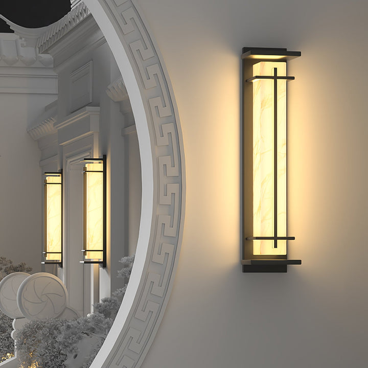 Square Outdoor Alabaster Wall Light