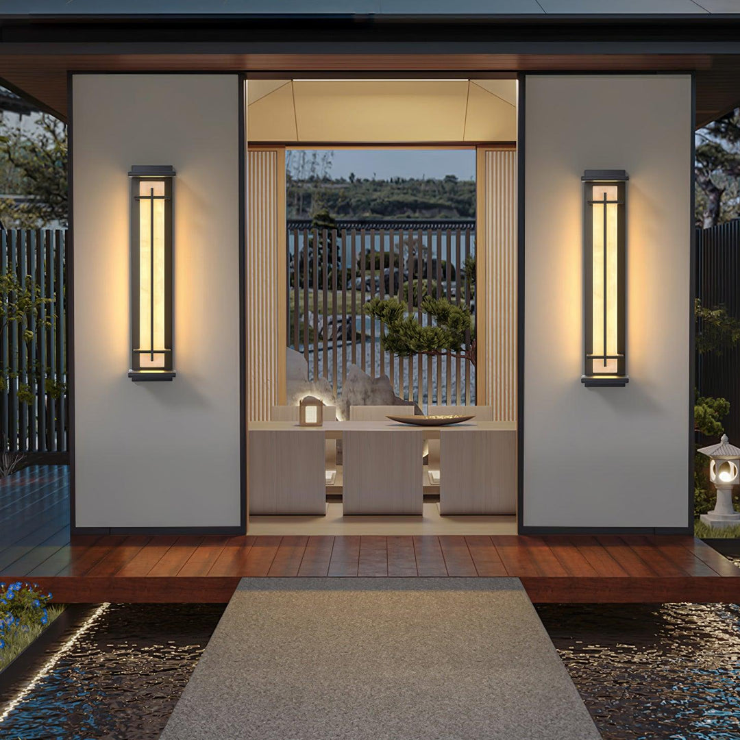 Square Outdoor Alabaster Wall Light