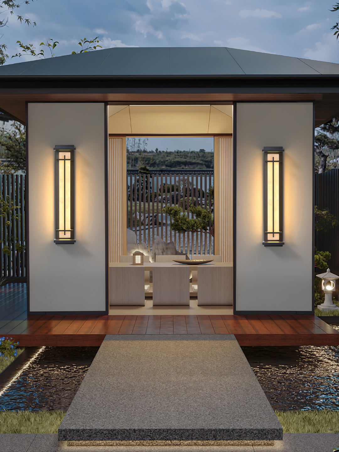 Square Outdoor Alabaster Wall Light
