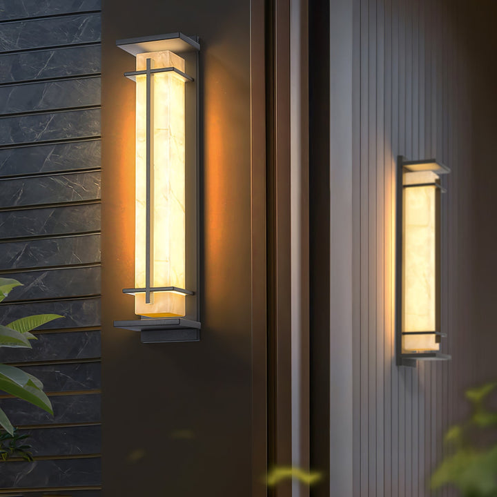 Square Outdoor Alabaster Wall Light