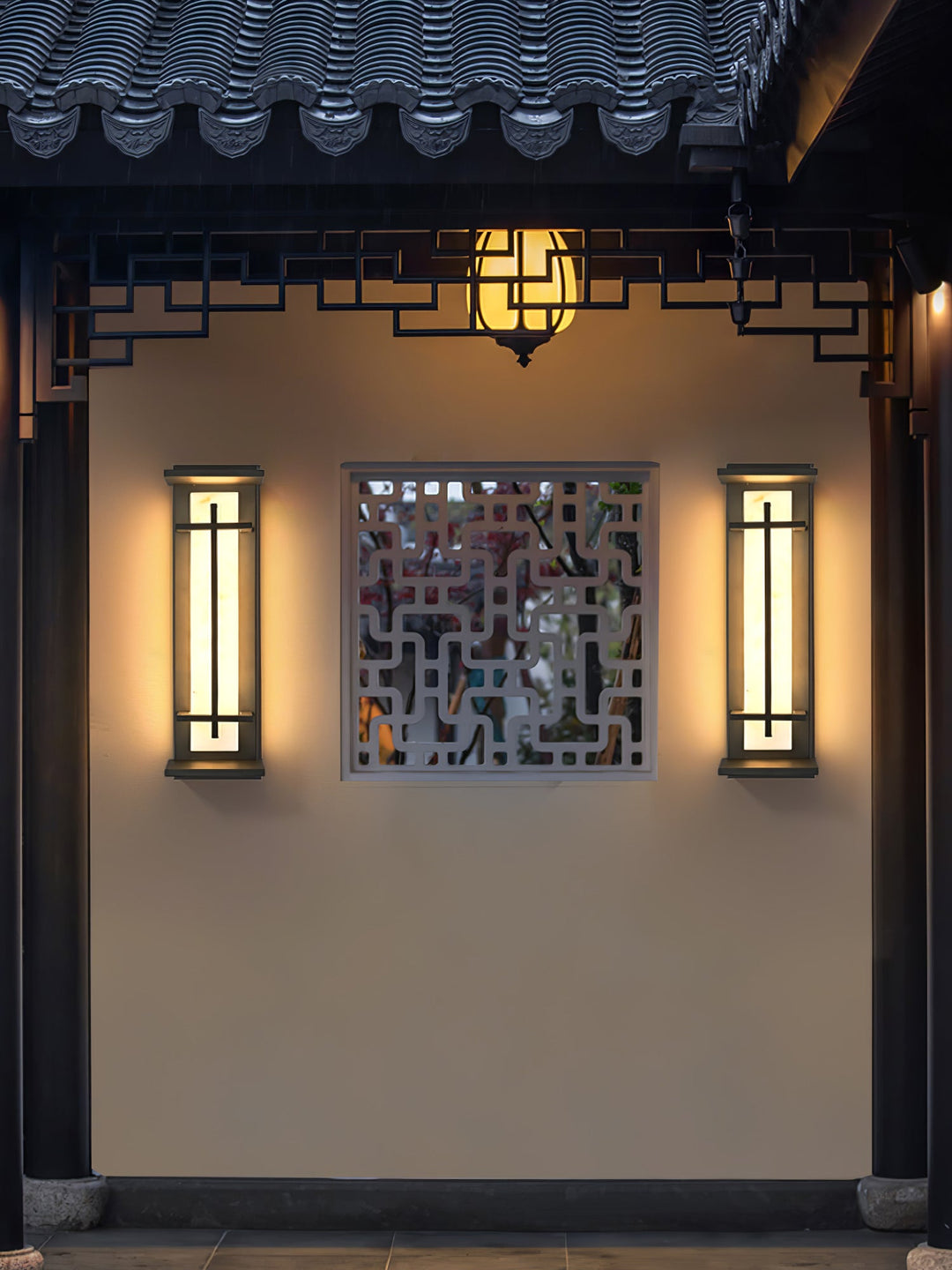 Square Outdoor Alabaster Wall Light