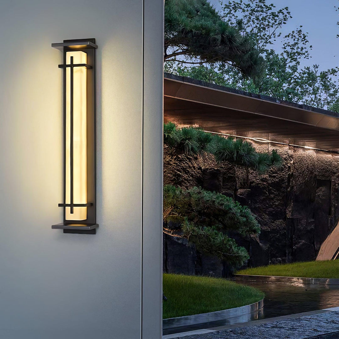 Square Outdoor Alabaster Wall Light