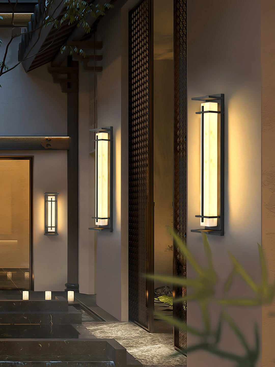 Square Outdoor Alabaster Wall Light