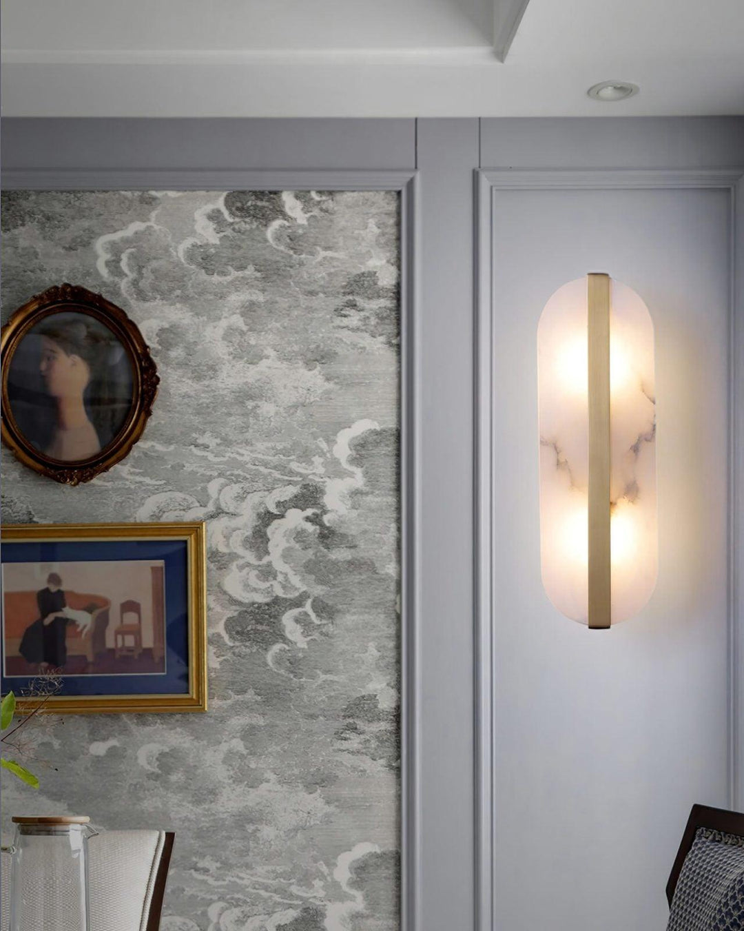Long Ellipse Alabaster Wall Sconce