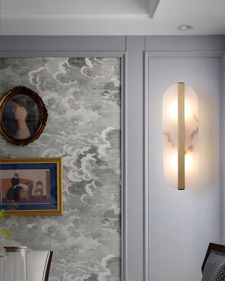 Long Ellipse Alabaster Wall Sconce