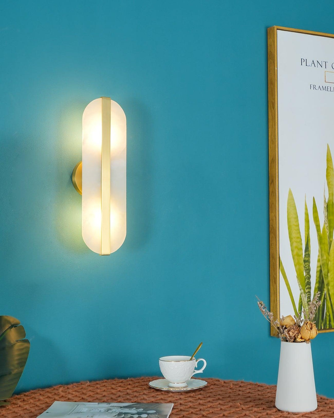 Long Ellipse Alabaster Wall Sconce