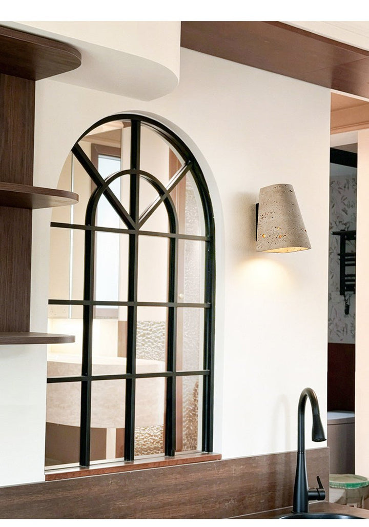 Tapered Travertine Wall Sconce