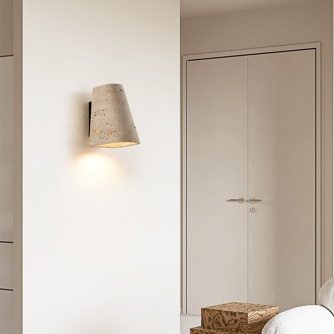 Tapered Travertine Wall Sconce