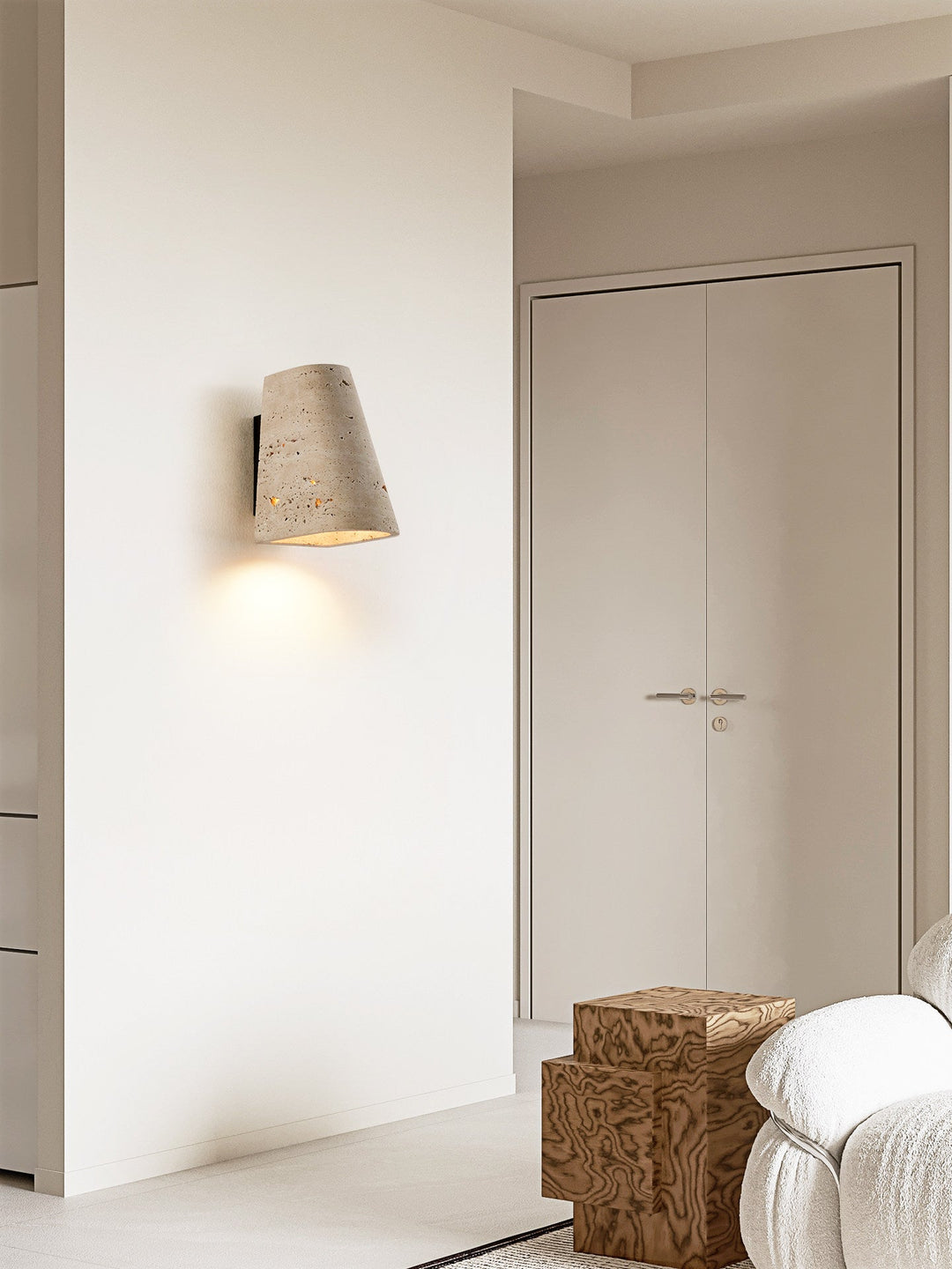 Tapered Travertine Wall Sconce