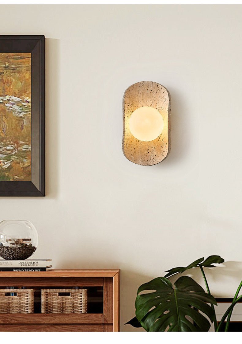Tavian Halo Travertine Wall Lamp