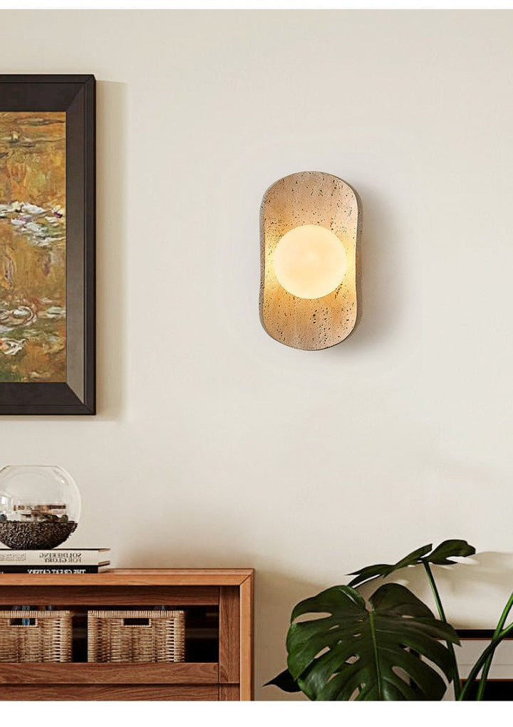 Tavian Halo Travertine Wall Lamp