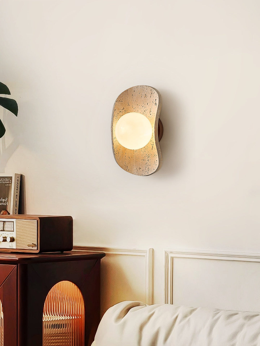 Tavian Halo Travertine Wall Lamp