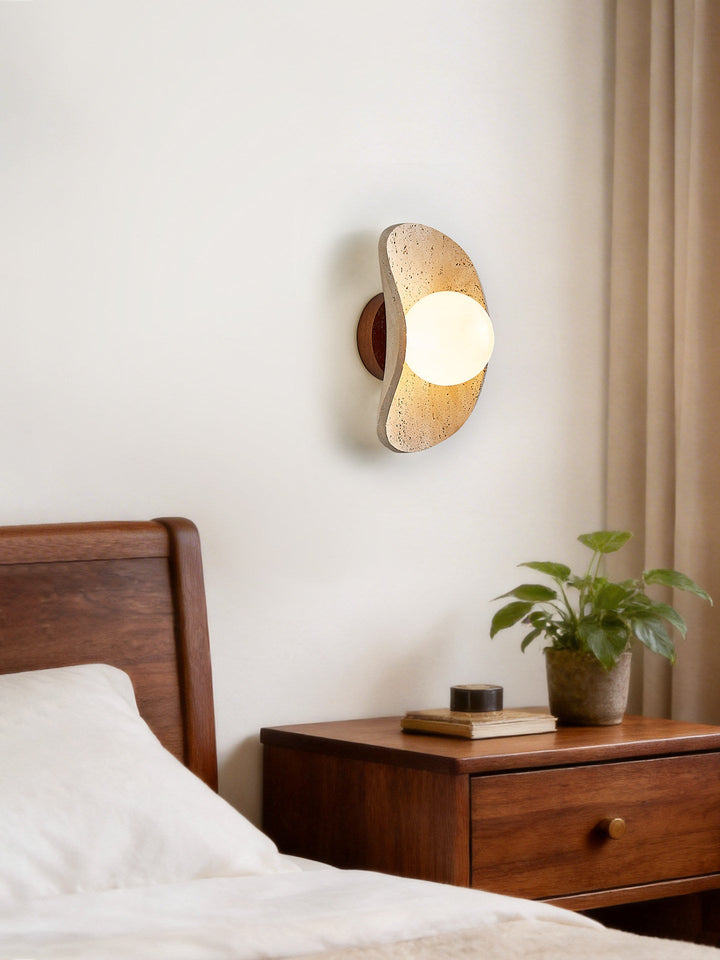 Tavian Halo Travertine Wall Lamp