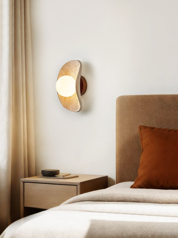 Tavian Halo Travertine Wall Lamp