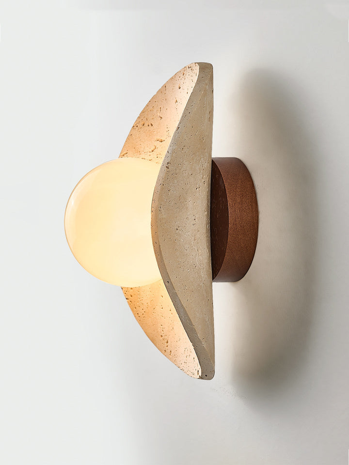 Tavian Halo Travertine Wall Lamp