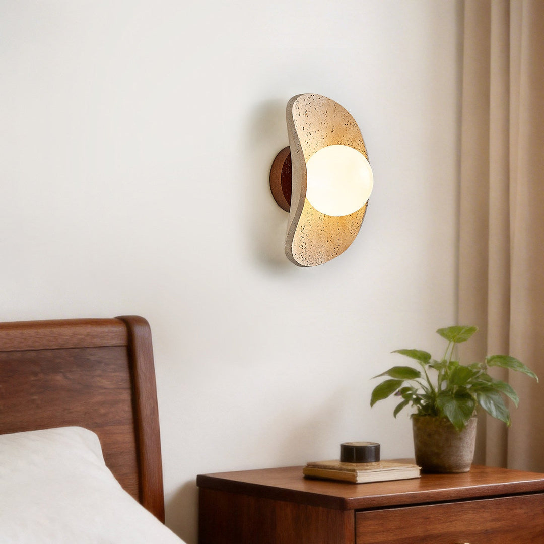 Tavian Halo Travertine Wall Lamp