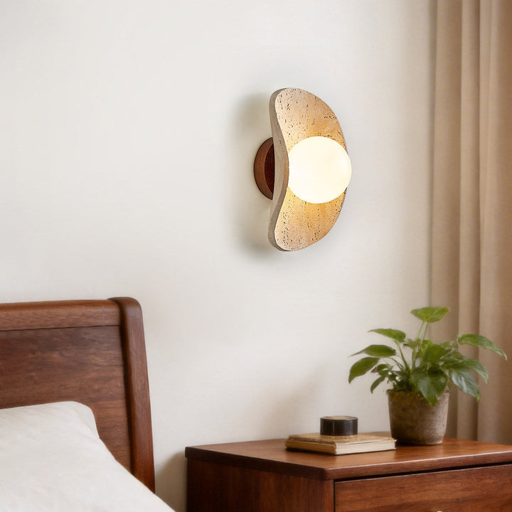 Tavian Halo Travertine Wall Lamp