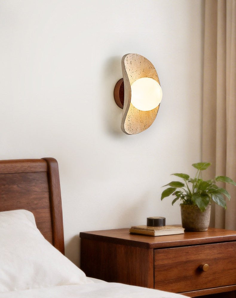 Tavian Halo Travertine Wall Lamp