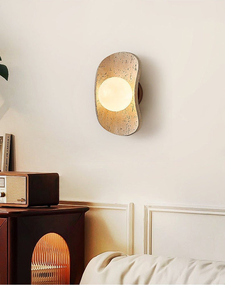 Tavian Halo Travertine Wall Lamp