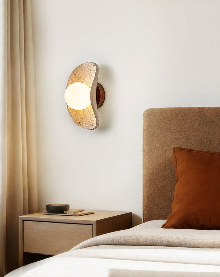 Tavian Halo Travertine Wall Lamp