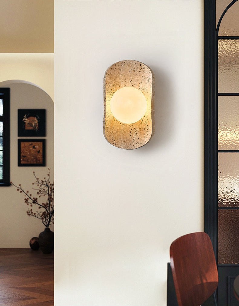 Tavian Halo Travertine Wall Lamp