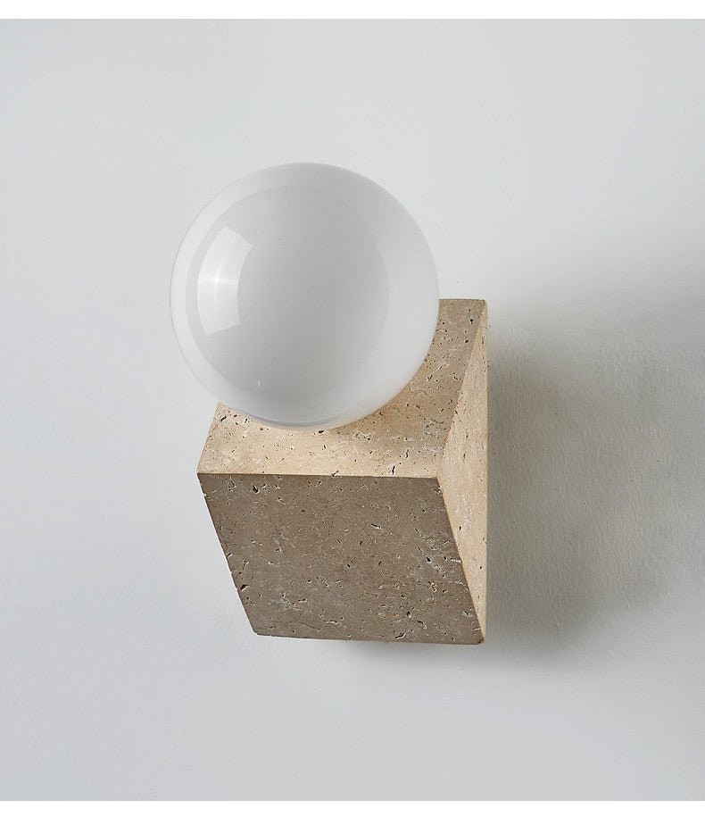 Tavian Orb Travertine Wall Lamp