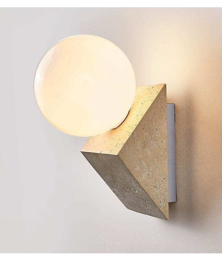 Tavian Orb Travertine Wall Lamp