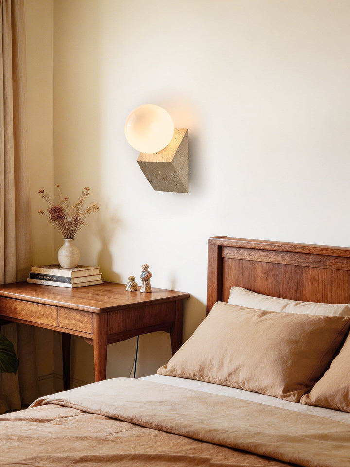 Tavian Orb Travertine Wall Lamp