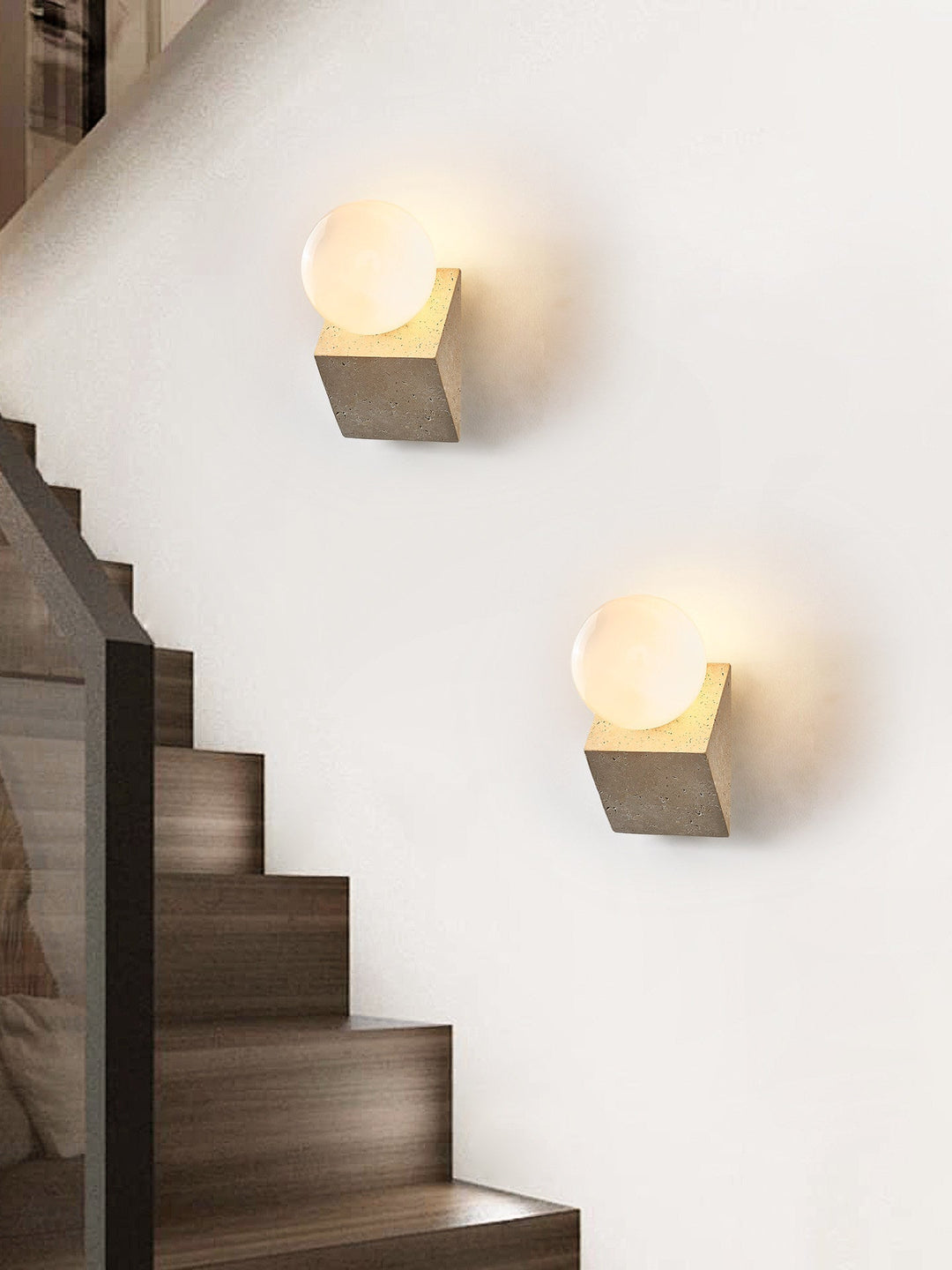 Tavian Orb Travertine Wall Lamp