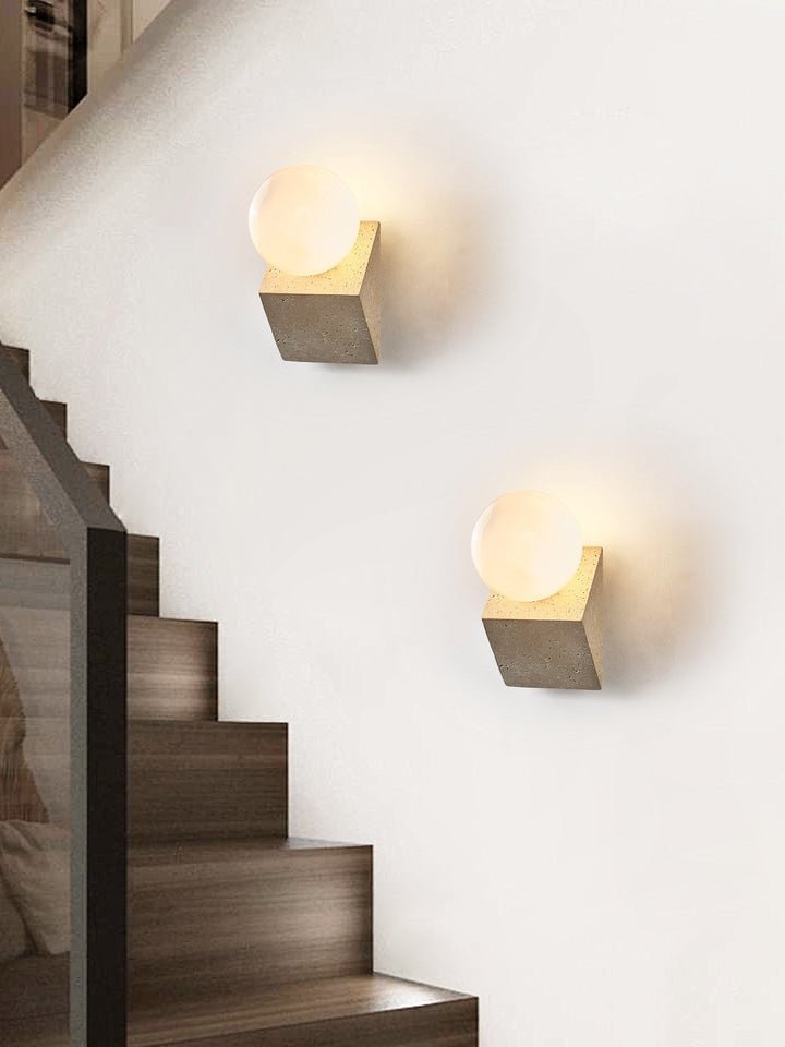 Tavian Orb Travertine Wall Lamp