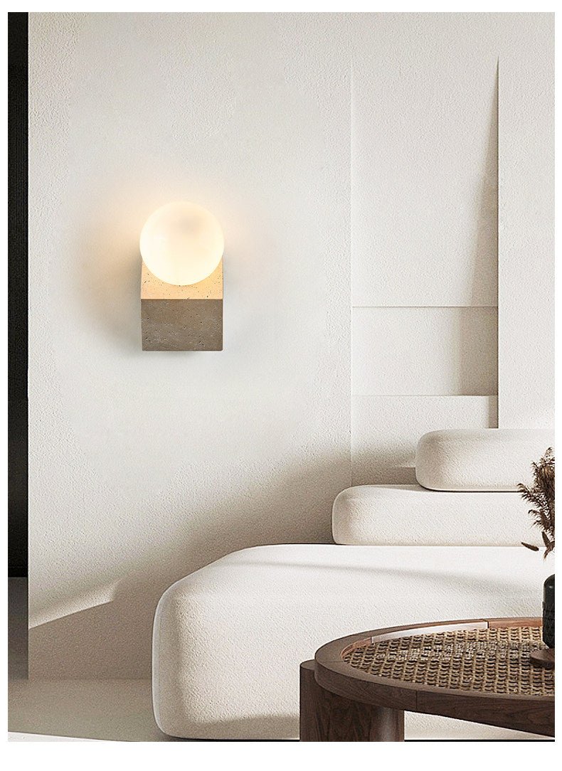Tavian Orb Travertine Wall Lamp